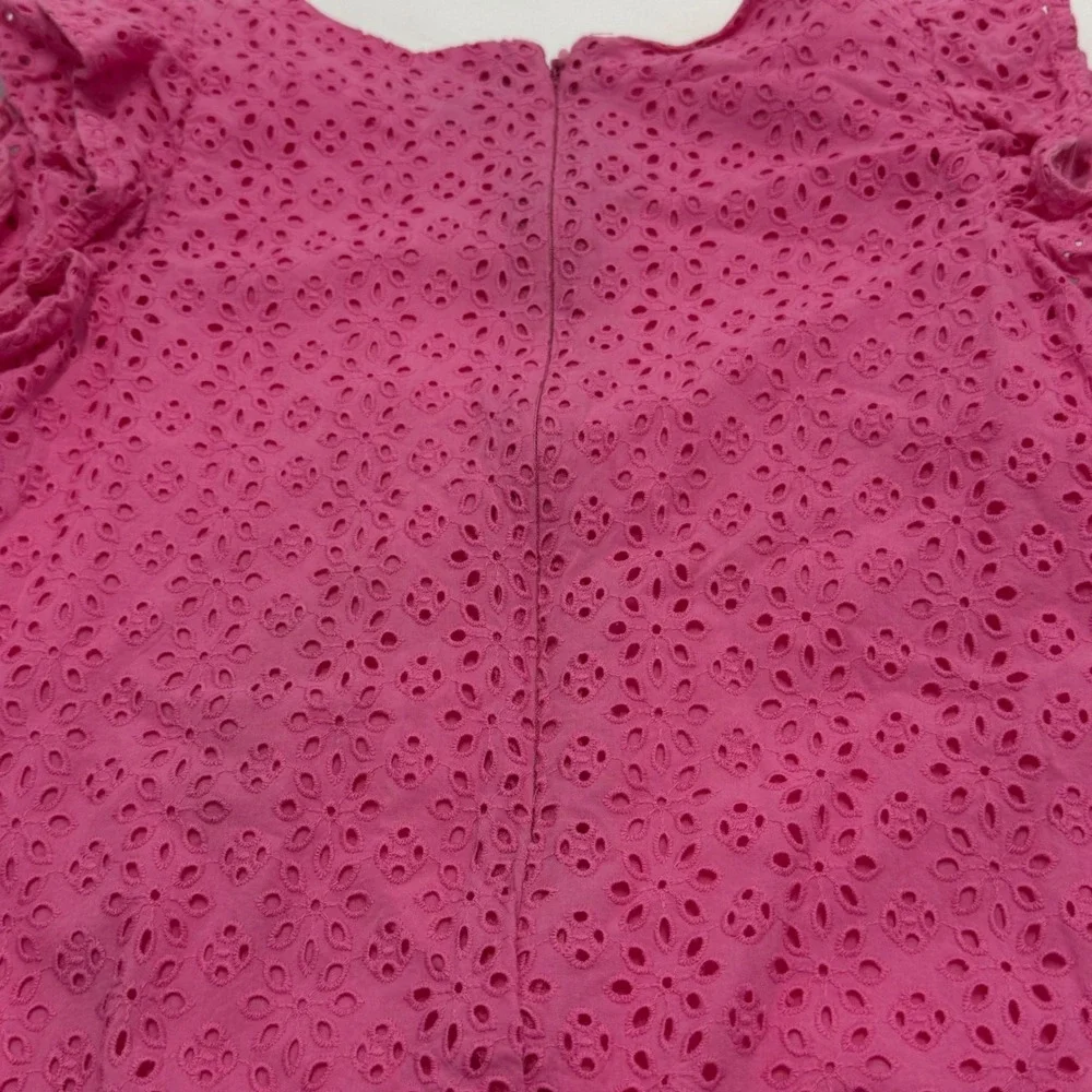 Polo Ralph Lauren Girls Pink Eyelet Lace Flutter Sleeve Dress Size 14 Cotton